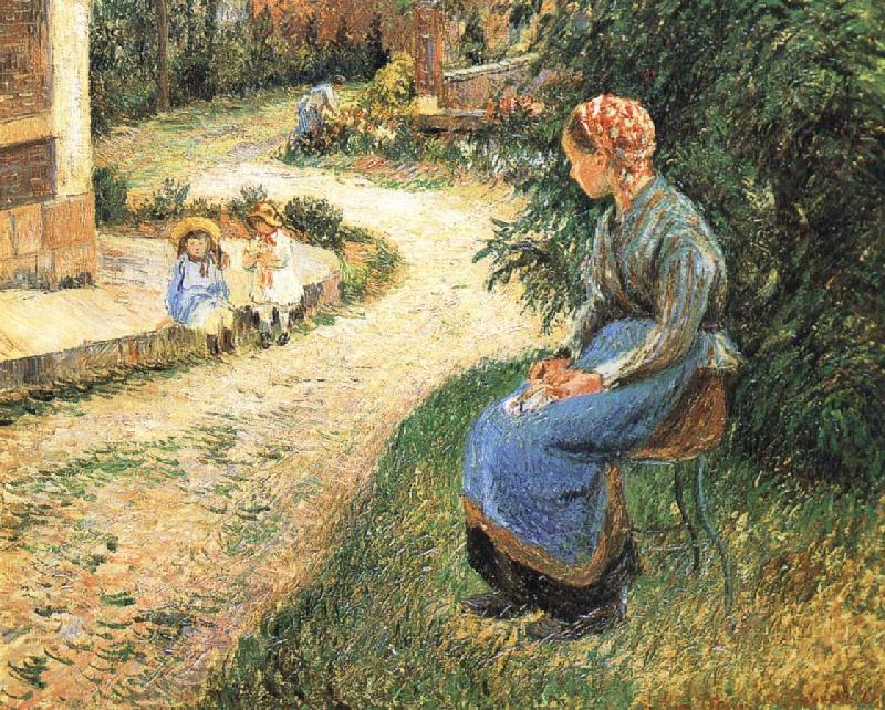 Sitting in the garden of the maids, Camille Pissarro